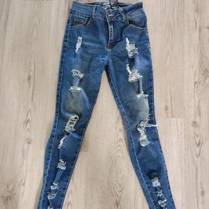 Stretch blue jeans sweet look, size 0.